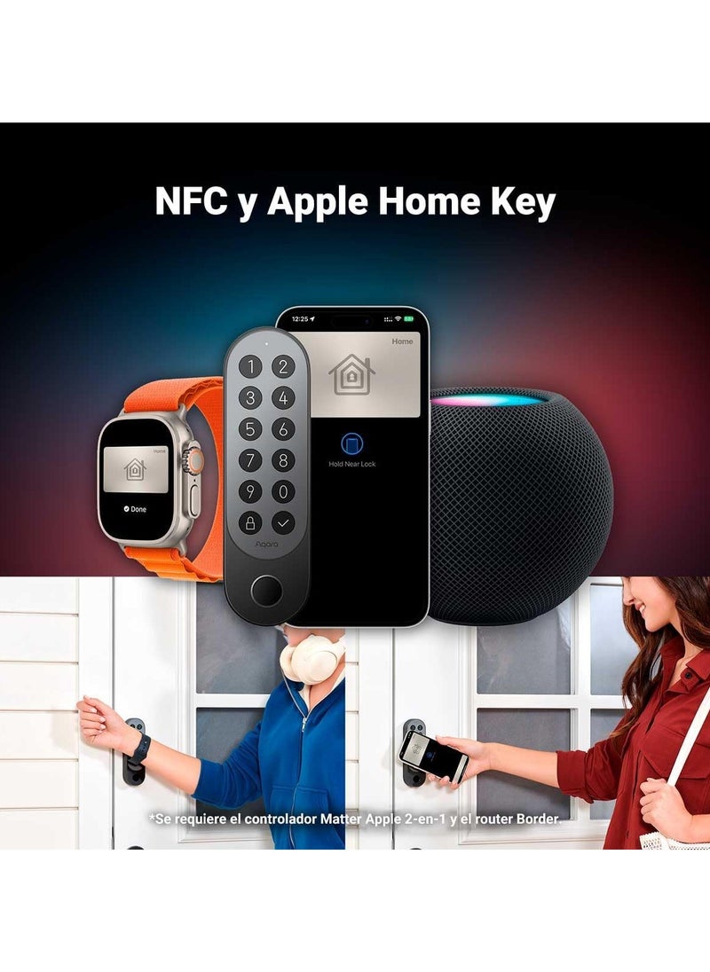 أكارا - Smart Lock U200 Kit ، المادة فوق الخيط ، قفل باب الدخول بدون مفتاح مع مفتاح Apple Home وبطارية قابلة للشحن ، تدعم Apple Home و Alexa و SmartThings-Silver - Image 1