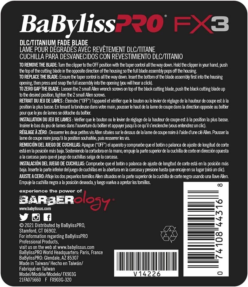 بيبي ليس برو شفرة قصاصة بديلة من BaBylissPRO FX903G FX3 DLC/تيتانيوم فيد - Image 4