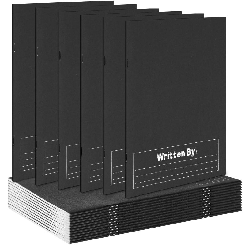 Henoyso 12 Pcs Primary Composition Notebook K-2 9 3/4 x 7 1/2 Inch Primary Journal Blank Writing Book for Kid to Write Draw and Journal 60 Page Notebook Back to School Supplies (Black) - Image 1