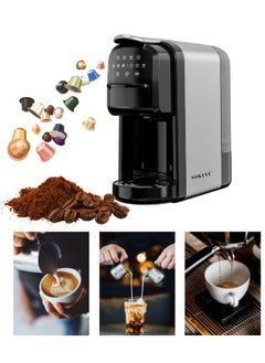 sokany 3 In 1 Automatic Capsule Coffee Machine, Espresso Coffee Machine,1400W/20 Bar Pressure Single Serve Coffee Maker for Nes Capsule DG Capsule and Powde, 0.7L,KA3118,Black/Grey  - Image 3