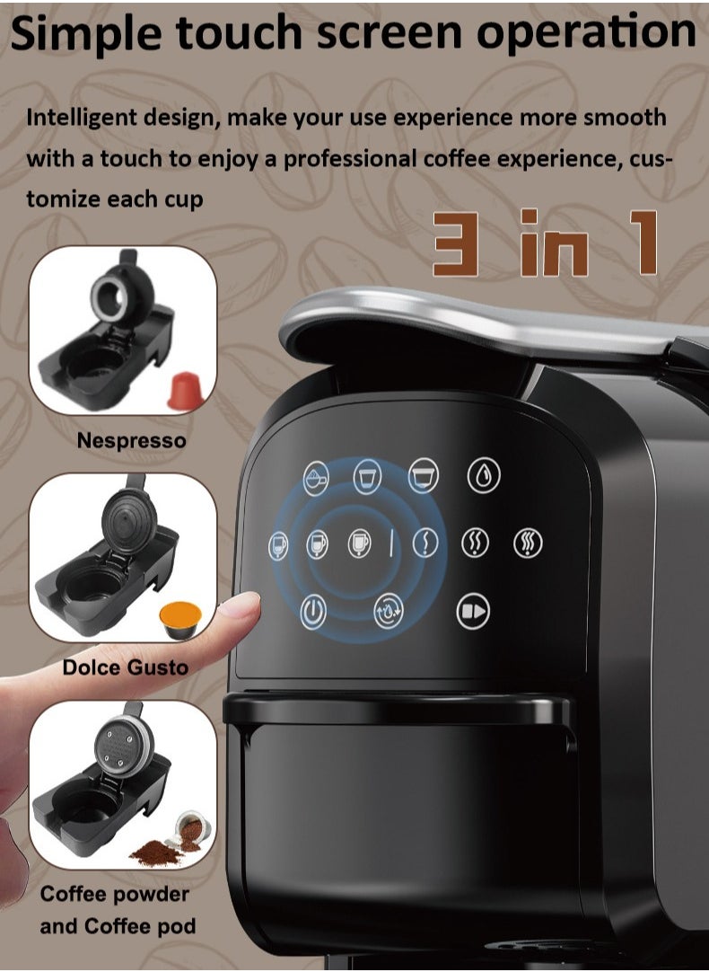 sokany - 3 In 1 Automatic Capsule Coffee Machine, Espresso Coffee Machine,1400W/20 Bar Pressure Single Serve Coffee Maker for Nes Capsule DG Capsule and Powde, 0.7L,KA3118,Black/Grey - Image 1
