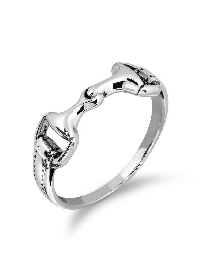 WithLoveSilver 925 Sterling Silver Double Horse Bits Ring Size (6 7 8 9) (7)  - Image 1