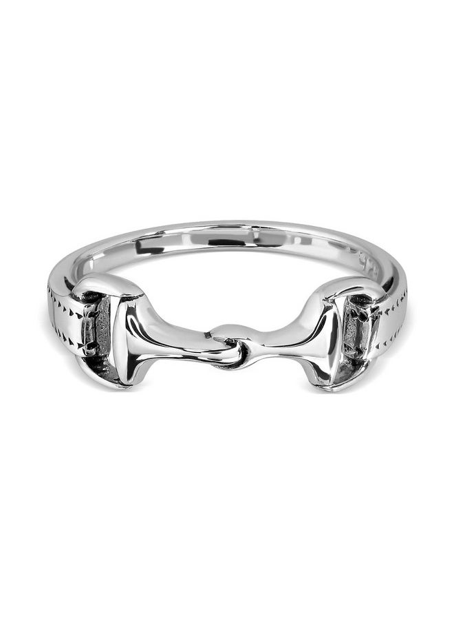 WithLoveSilver 925 Sterling Silver Double Horse Bits Ring Size (6 7 8 9) (7)  - Image 3