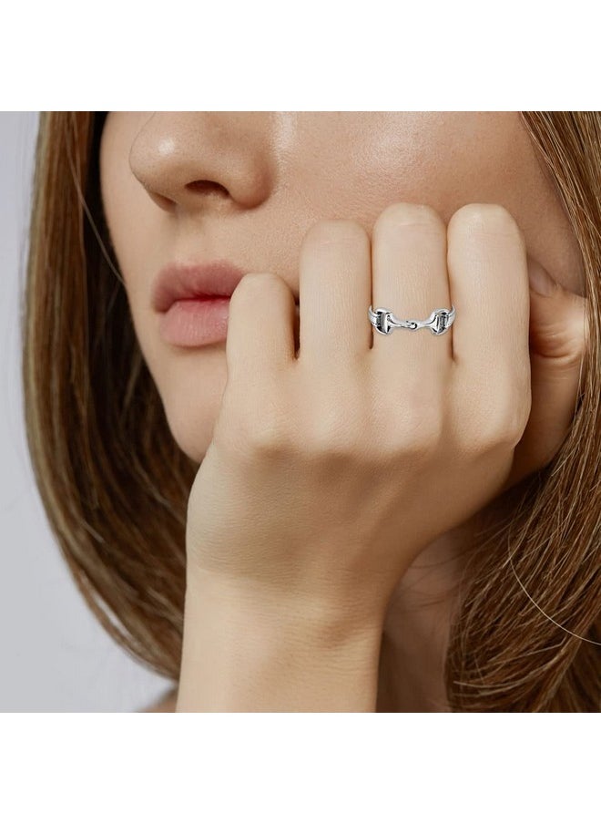 WithLoveSilver 925 Sterling Silver Double Horse Bits Ring Size (6 7 8 9) (7)  - Image 2