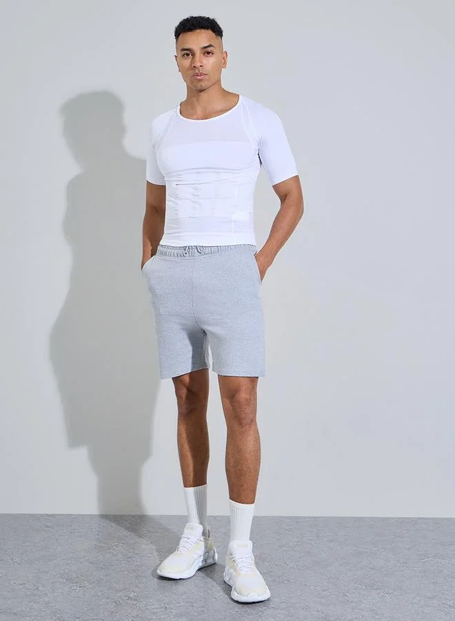 ستايلي اكتيف White Solid Slimming Body Shapewear T-Shirt