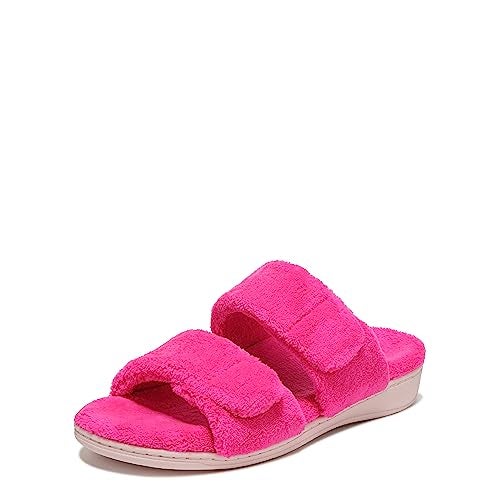 Vionic Women's Indulge Dessie Slipper - Ladies Comfortable Cozy Adjustable House Slippers with Concealed Orthotic Arch Support Pink Glo 11 Medium - Image 1