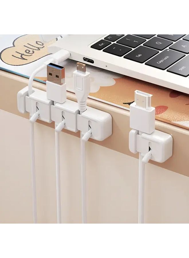 1pc Wall Mounted Toggle Switch Organizer White Powder Rod Adhesive Installation Easy Open Close Design Anti Fall Suitable For Mobile Phone Type C And USB Data Cables Desks Car Dashboards Wire Management Space Saving Solution - Image 5