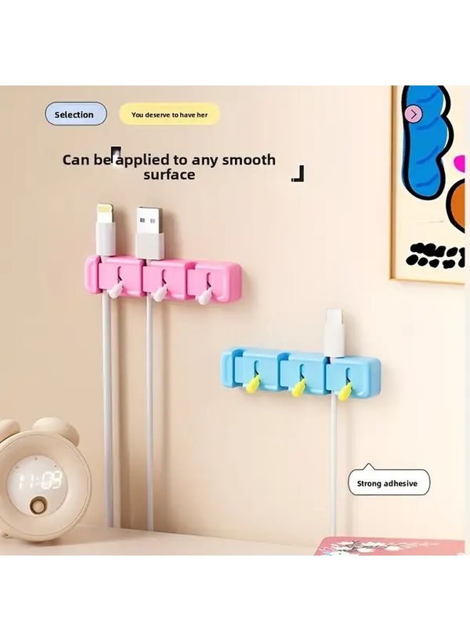 1pc Wall Mounted Toggle Switch Organizer White Powder Rod Adhesive Installation Easy Open Close Design Anti Fall Suitable For Mobile Phone Type C And USB Data Cables Desks Car Dashboards Wire Management Space Saving Solution - Image 2