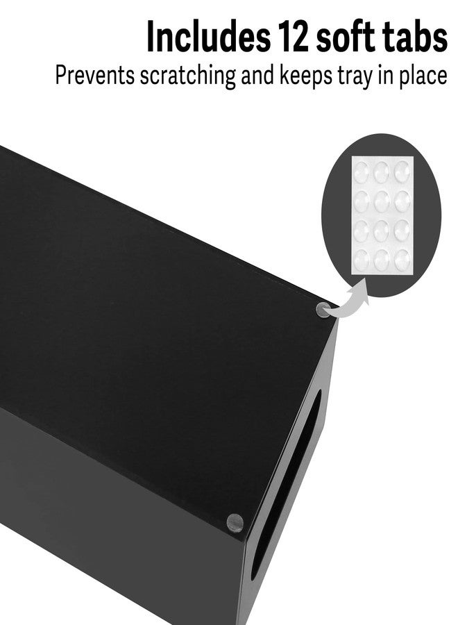 LotFancy Bathroom Decor Box, 2 Pack Acrylic Toilet Paper Holder, Black Toilet Tank Topper Tray with Handles, Back of Toilet Storage Basket for Home Décor - Image 3