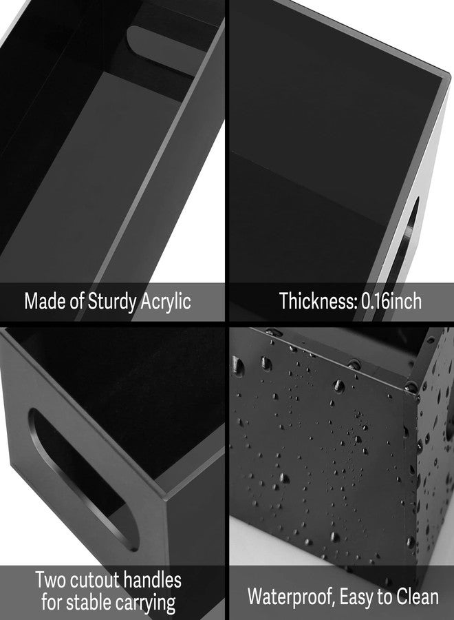 LotFancy Bathroom Decor Box, 2 Pack Acrylic Toilet Paper Holder, Black Toilet Tank Topper Tray with Handles, Back of Toilet Storage Basket for Home Décor - Image 4