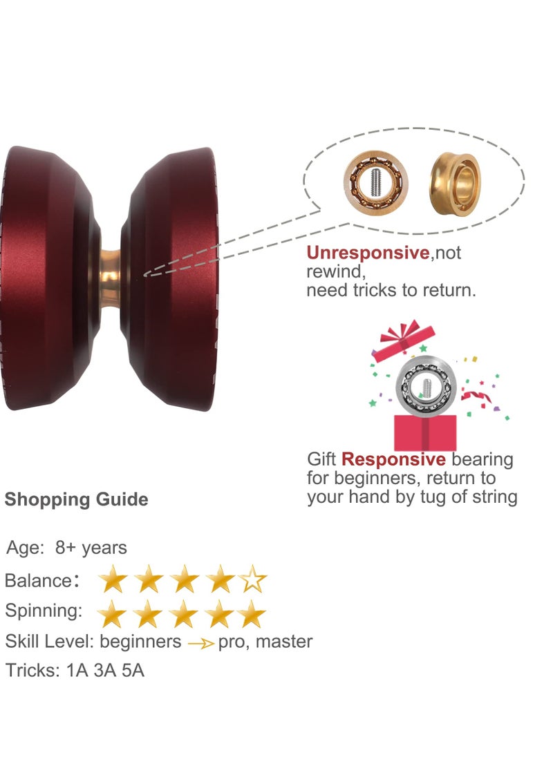 null - N11 Professional Unresponsive YoYo, Alloy Aluminum YoYo Ball with Glove and Strings - Ideal for Beginners, Adults, and Children - Image 1