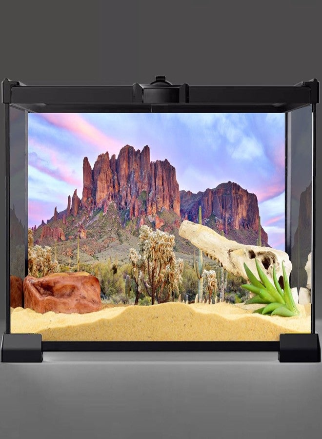 AWERT خلفية حوض زجاجي من AWERT، مقاس 48 × 24 بوصة، سماء زرقاء، غيوم، جبل، صبار ضخم، أشجار جوشوا، واحة، صحراء جوبي، موطن للزواحف، خلفية من البوليستر - Image 2