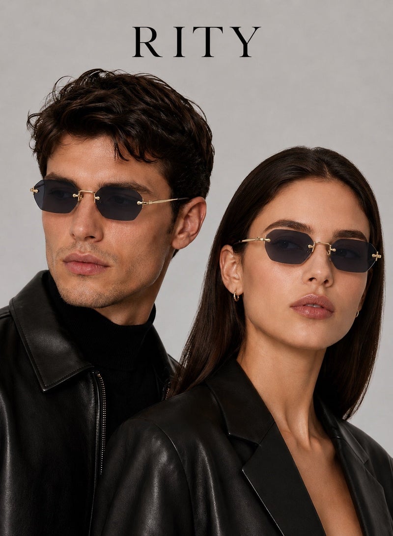 RITY Men & Women Sunglasses with Elegant Metal Frame and Polarized Lenses | Full UV Protection | Luxury Fashion Eyewear for Driving, Travel, Beach & Outdoor Activities | Stylish & Lightweight Design - Image 2