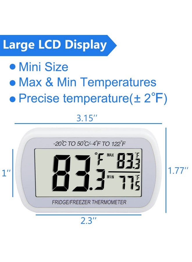 RIY Refrigerator Thermometer Digital Fridge Freeze Room Thermometer Waterproof Large LCD Display Max/Min Record Function, White - Image 4