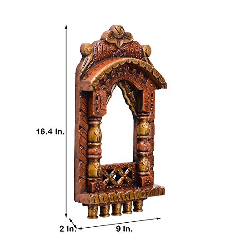 Medieval Arts Wood Jharokha with Accent (18 inch , Medium, Gold) - Image 3