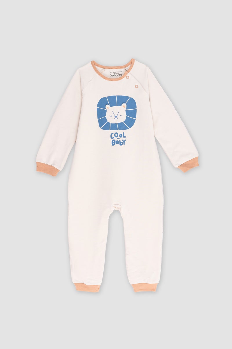 DeFacto Baby Boy Newborn Lion Printed Thin Fabric Jumpsuit  - Image 1