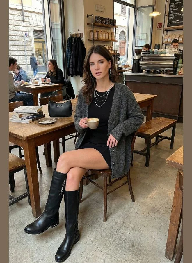 ليلا كارديجان نسائي ليلا بقصة واسعة وأزرار وياقة على شكل  وأكمام طويلة