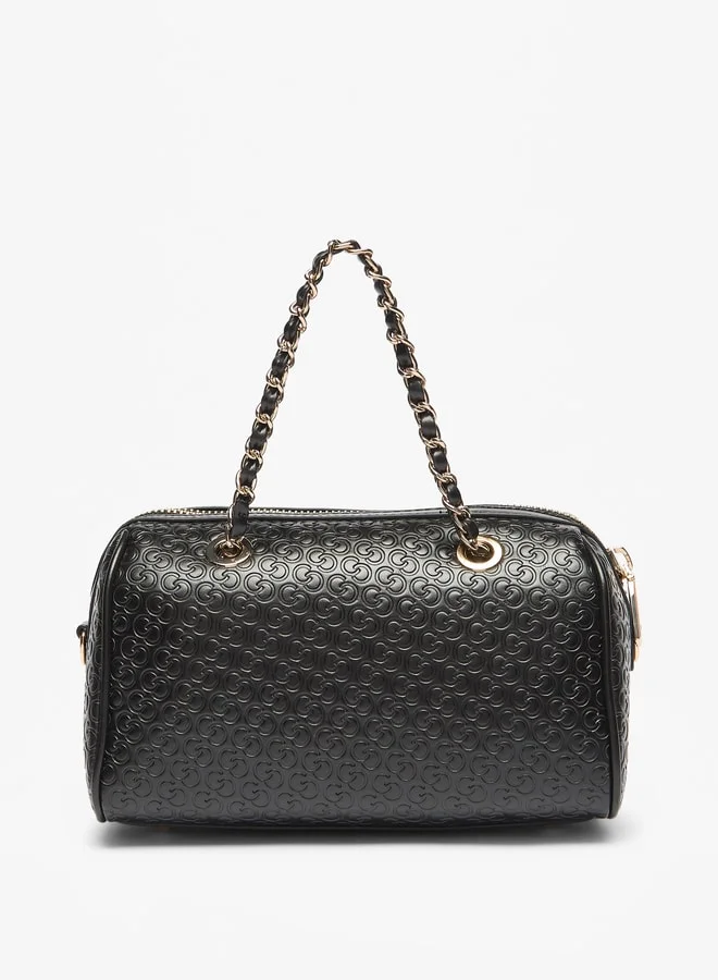 سيليست Women's Monogram Embossed Bowler Bag with Double Handle and Zip Closure