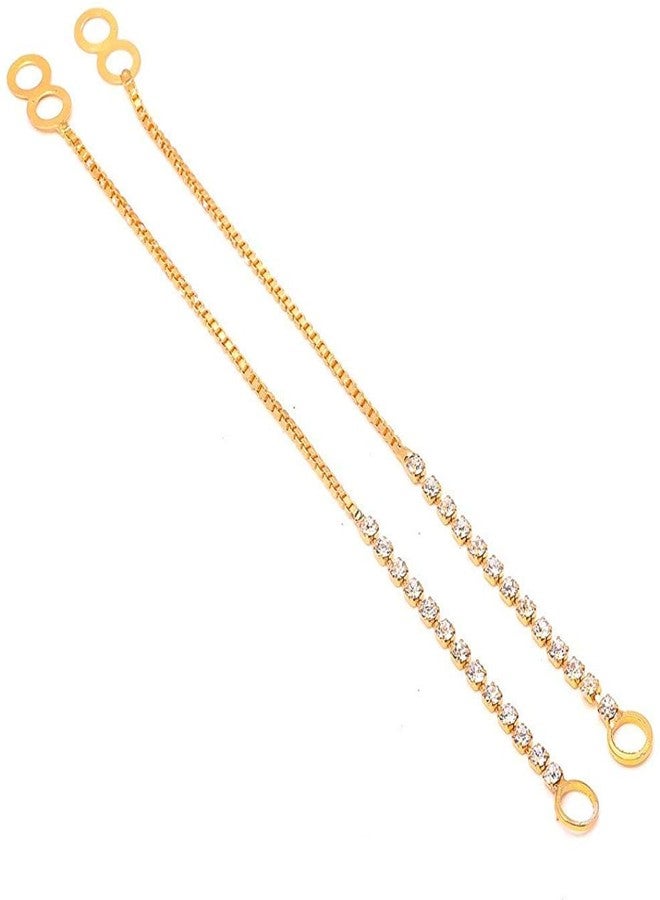 Honbon Ear Chain Gold Plated Ad Cz Gemstones Kanoti Kan Chain for Women (Gold) - Image 2