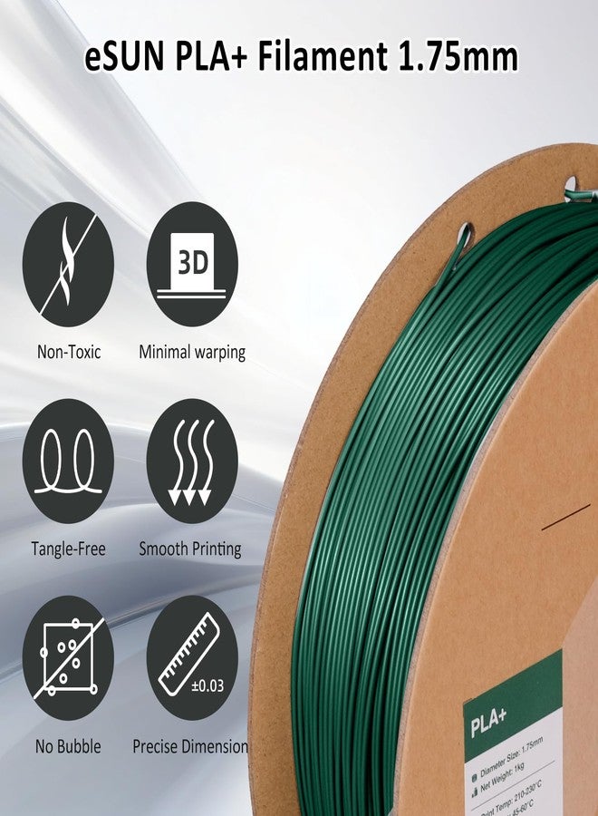 eSUN PLA+ Filament 1.75mm 1KG, 3D Printer Filament Dimensional Accuracy +/- 0.03mm, 1kg Cardboard Spool(2.2lbs) 3D Printing Filament, Fits for Most FDM 3D Printers(Peak Green) - Image 2