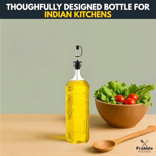 Frabble Kitchen Food Grade Plastic Oil Dispenser 900ml with Steel Pourer & Lid (2 Pack) - Cooking Oil Dispenser for Kitchen - Oil Bottle for Kitchen Storage for Refined Oil,Vinegar,Sauce,Honey - Image 5