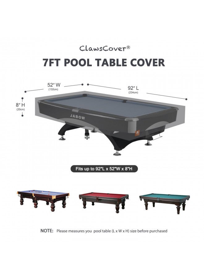 ClawsCover Pool Table Cover 9 Foot,Heavy Duty Waterproof Scratch-Free 600D Polyester Cloth,Outdoor Pool Table Covers,All-Weather Protection,Indoor Billiards Table Accessories,113Lx62Wx8H Inch-Light Grey - Image 2