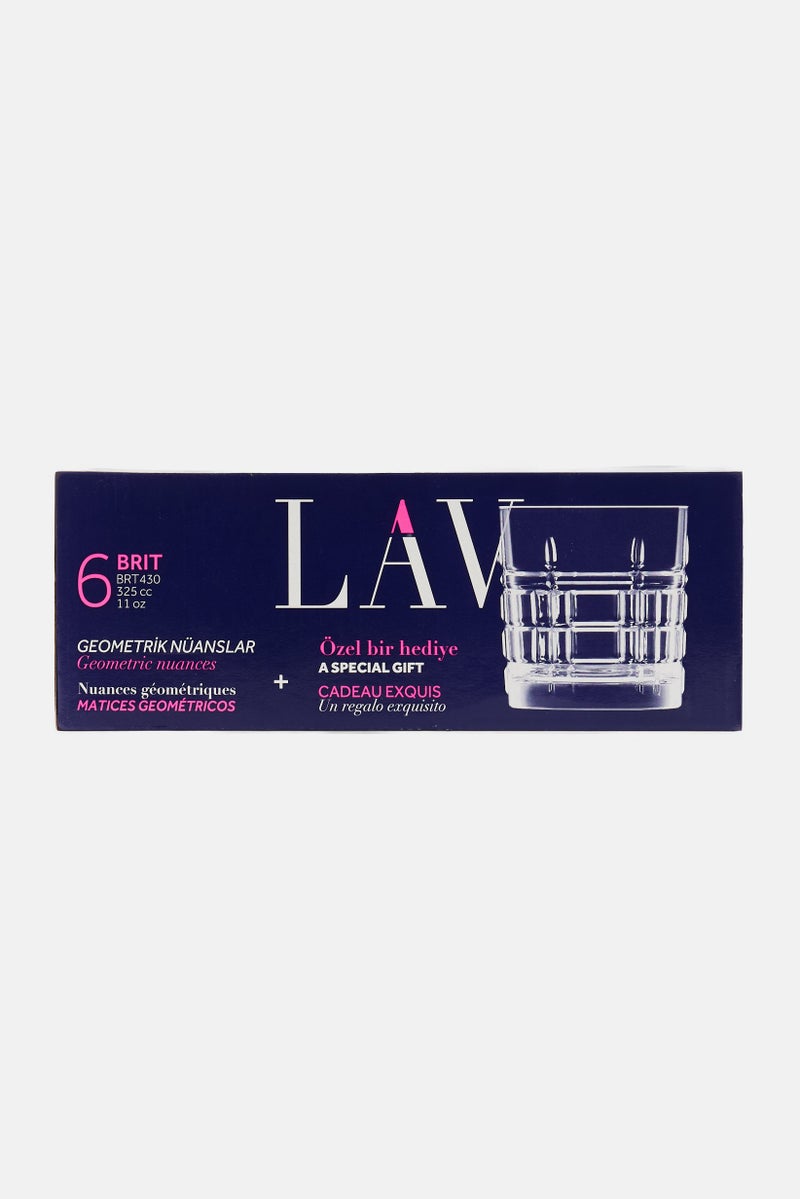 LAV 6 Pieces Brit Whiskey Glass 325ml, Transparent - Image 3