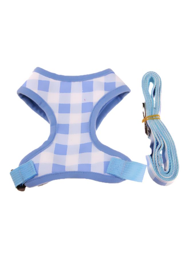 NIBEMINENT Nylon Check Pattern Leash With Vest Blue/White S - Image 1