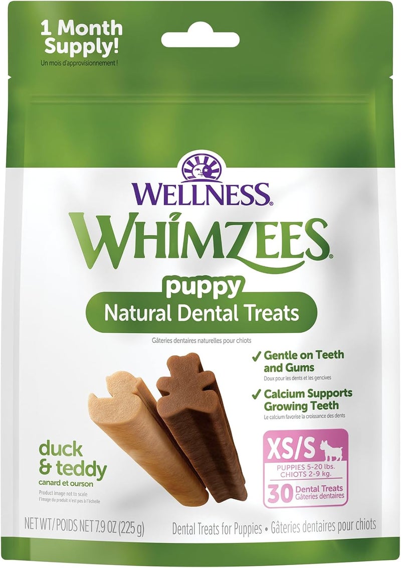 WHIMZEES by Wellness Puppy Natural Dental Chews for Dogs, Long Lasting Treats, Grain-Free, Freshens Breath, Extra Small/Small Breed, 30 count, 7.90 Ounce (Pack of 1) - Image 1