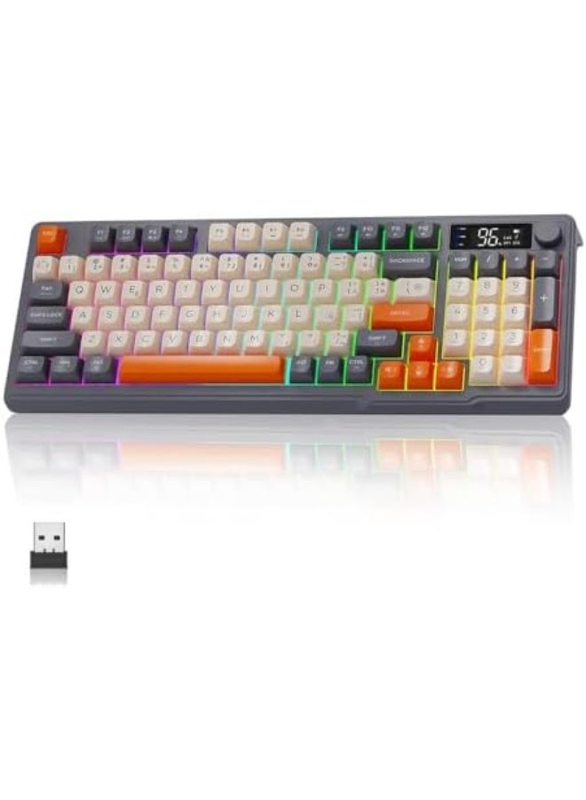 M96 Spanish Wireless Keyboard, Bluetooth and 2.4GHz 2 Modes Gaming Keyboard, with LED Display and Rainbow Backlight Light, for Office and Games - Image 1