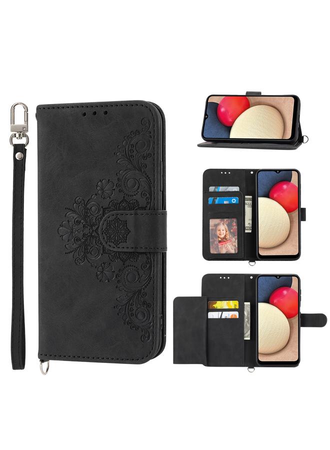 اس-توب جراب لهاتف Samsung Galaxy A14 5G جراب هاتف من الجلد بملمس جلدي منقوش عليه زهور - Image 1