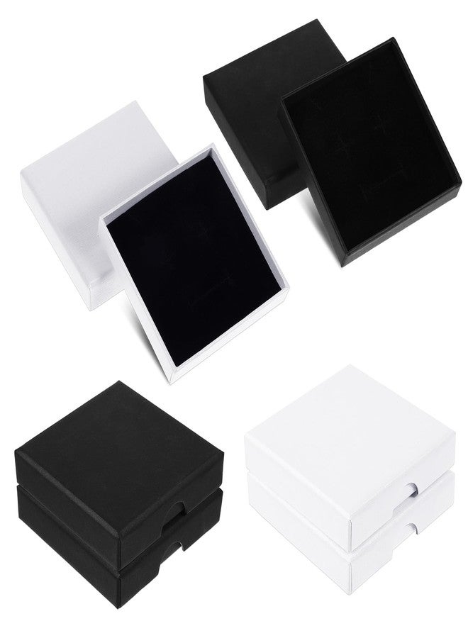 Ajcotahm 4 Pack Bracelet Box Gift Small Bracelet Gift Box Jewellery Boxes for Earrings Rings Necklaces Bracelets DIY Gift Packaging (Black White) - Image 1