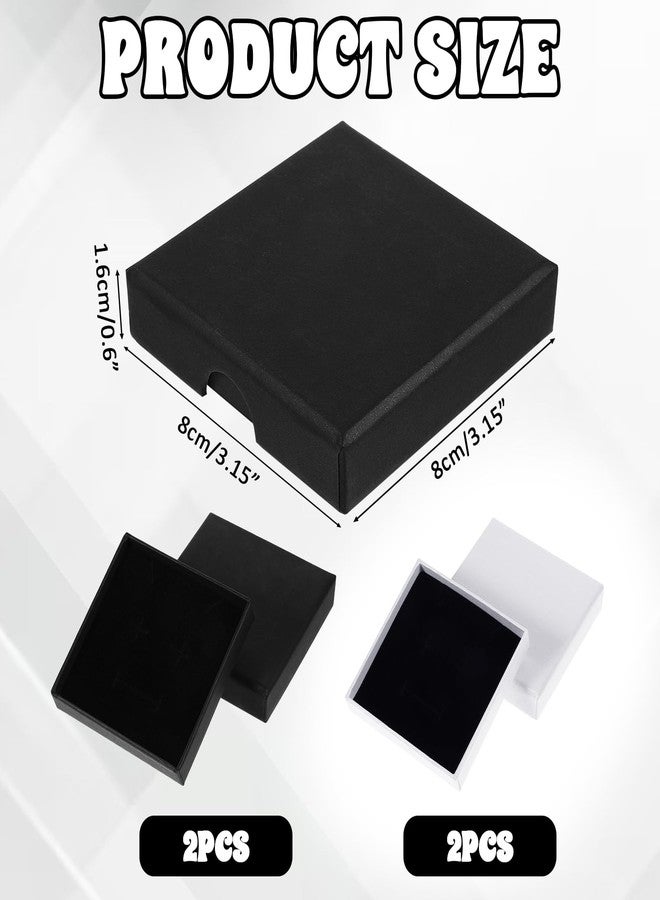Ajcotahm 4 Pack Bracelet Box Gift Small Bracelet Gift Box Jewellery Boxes for Earrings Rings Necklaces Bracelets DIY Gift Packaging (Black White) - Image 2