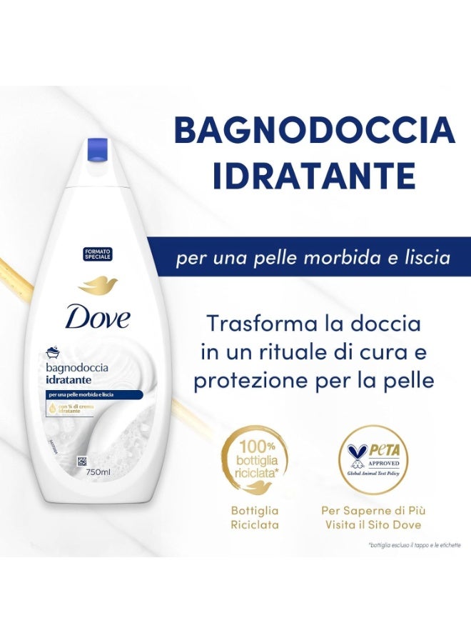 Dove Moisturizing Care Formula, Dermo-Nature Moisturizing Formula, with 1/4 Cream, Dermatologically Tested, Shower Gel for Men and Women, 100% Recycled Bottle * 750ml - Image 2