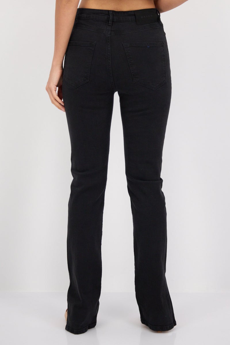 Waven Women Skinny Fit Plain Stretchable Jeans, Black - Image 3