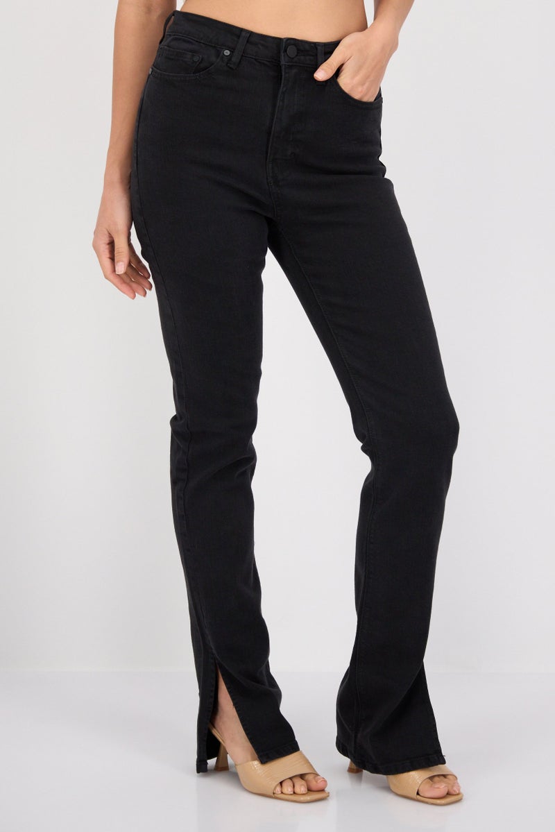 Waven Women Skinny Fit Plain Stretchable Jeans, Black - Image 1