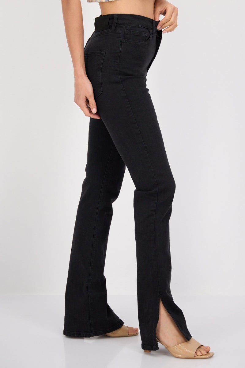 Waven Women Skinny Fit Plain Stretchable Jeans, Black - Image 2