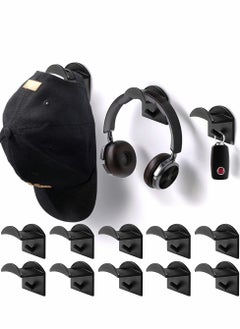 Excefore Hat Hooks for Wall, 10Pcs Adhesive Racks Baseball Caps Organizer Cowboy Rack Display Holder Cap Hangers Closet, Black  - Image 1