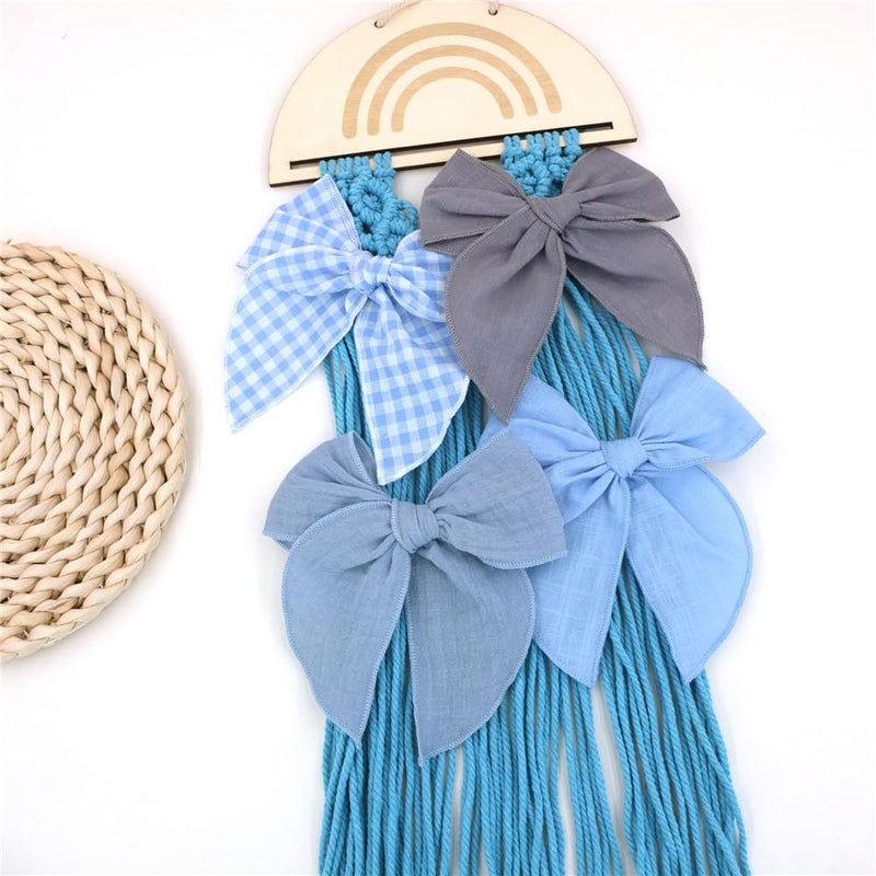 Sugarmelon Pack of 4 Gorgeous Fable Bow Hair Clips for Girls Women Linen Hair Bow Alligator Clips Toddler Baby Mom Young Girl Hair Accessories (Blue Sky) - Image 2