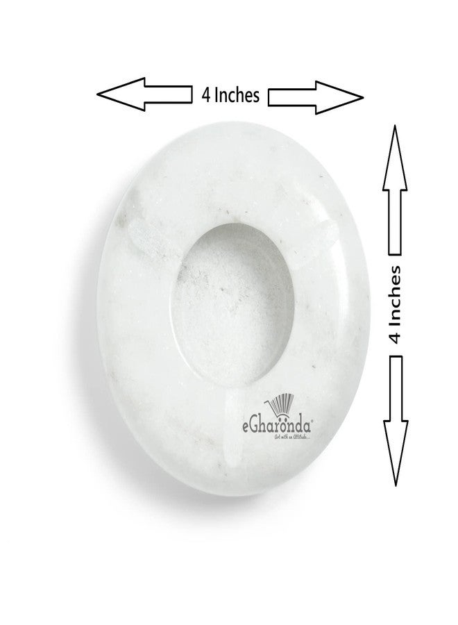 eGharonda Handmade White Marble 4 Inch Round Tabletop Ashtray for Home/Office/Hotel/Restaurant/Gifts - Image 3