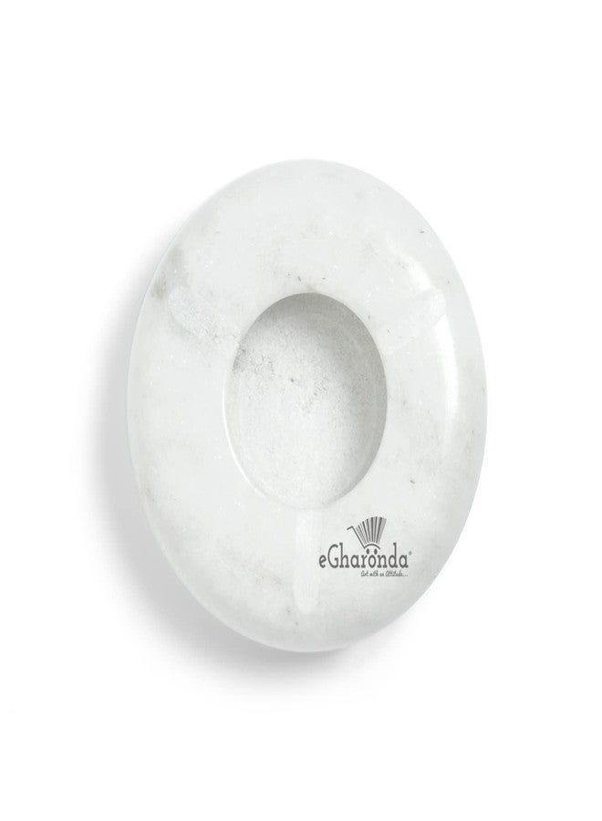 eGharonda Handmade White Marble 4 Inch Round Tabletop Ashtray for Home/Office/Hotel/Restaurant/Gifts - Image 2