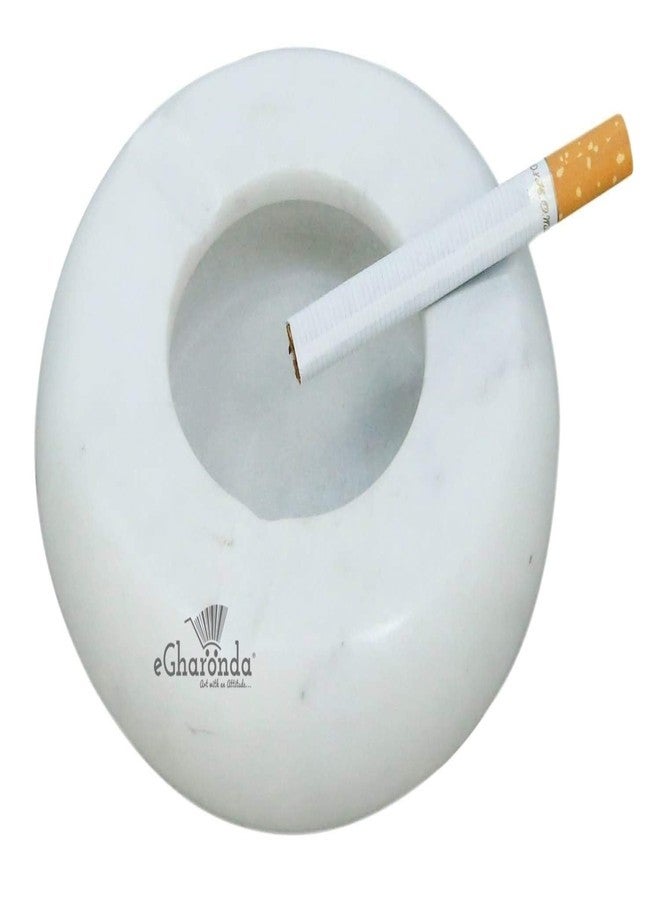 eGharonda Handmade White Marble 4 Inch Round Tabletop Ashtray for Home/Office/Hotel/Restaurant/Gifts - Image 5