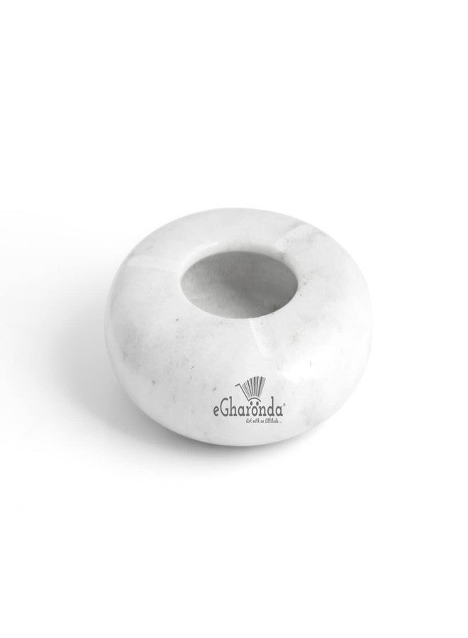 eGharonda Handmade White Marble 4 Inch Round Tabletop Ashtray for Home/Office/Hotel/Restaurant/Gifts - Image 1