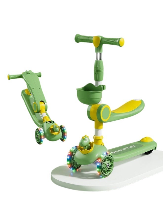 3 Wheel Scooter, With Seat Adjustable Height Kids Scooter, Lean to Steer with Extra lighting -Wide PU LED Light Up With Music new Wheels, for Boys & Girls - Image 1