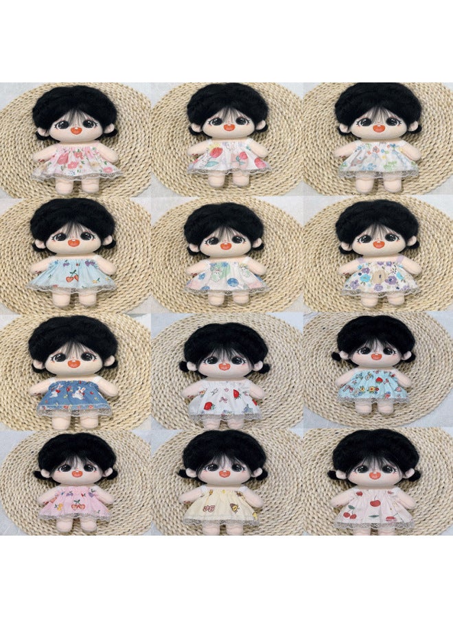 Little Bear Sweatshirt Cotton Doll Sweatshirt Teddy Bear Doll Sweatshirt Doll Plush Toy Doll Replacement Costume Hooded-Specifications:20cm Universal Baby Clothes -Color:A Random Suspender Skirt - Image 1