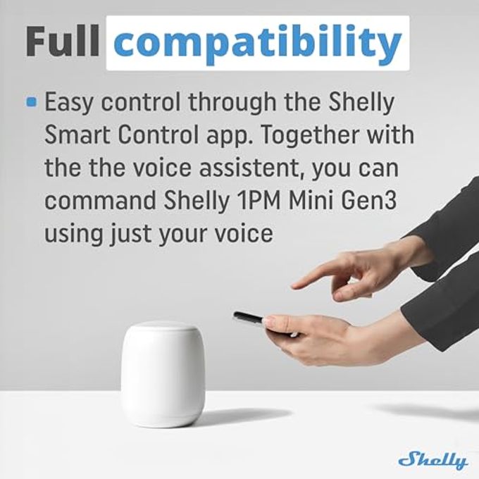 Shelly 1Pm Mini Gen3 | Wifi Smart Switch Relay, 1 Channel 8A With Power Measurement | Home Automation | Bluetooth Gateway | Compatible With Alexa & Google Home | No Hub Required (2 Pack) - Image 2