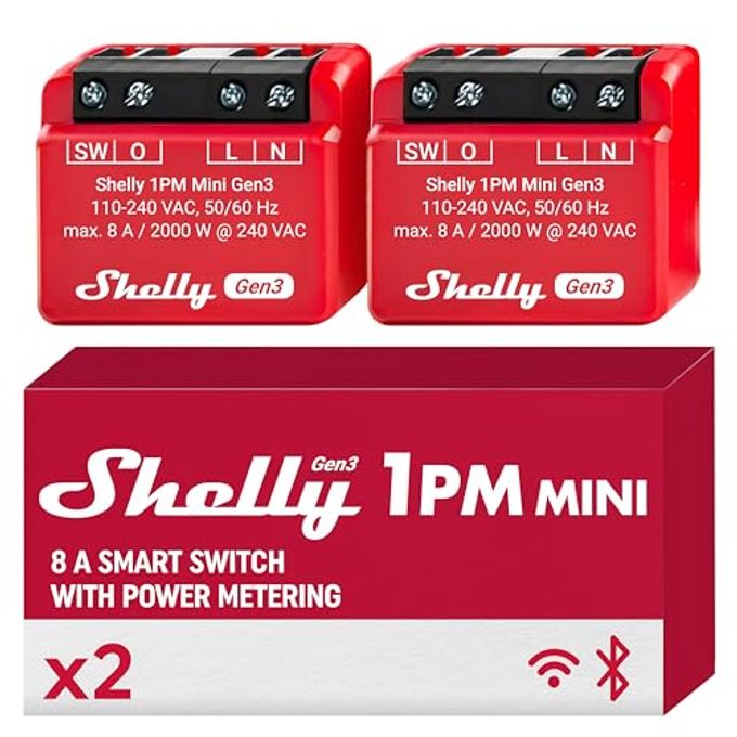 Shelly 1Pm Mini Gen3 | Wifi Smart Switch Relay, 1 Channel 8A With Power Measurement | Home Automation | Bluetooth Gateway | Compatible With Alexa & Google Home | No Hub Required (2 Pack) - Image 4