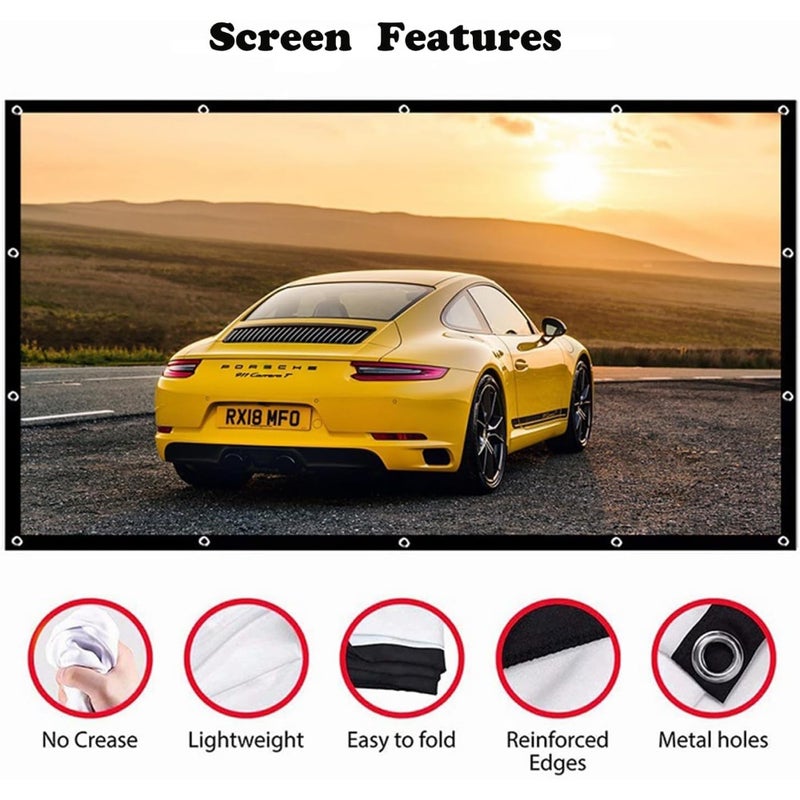 120 inch 4K 16:9 HD Projector Screen Portable Foldable and Anti-Crease, Movie Projector Screen Supports Double Sided Projectionfor Home Party Office Classroom - Image 2