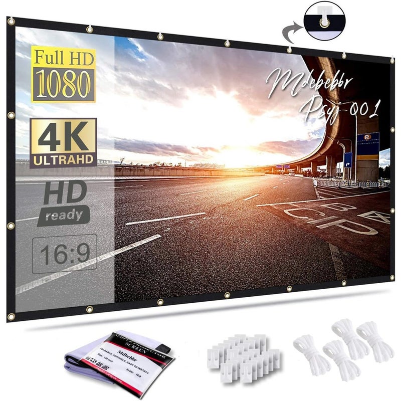 120 inch 4K 16:9 HD Projector Screen Portable Foldable and Anti-Crease, Movie Projector Screen Supports Double Sided Projectionfor Home Party Office Classroom - Image 1