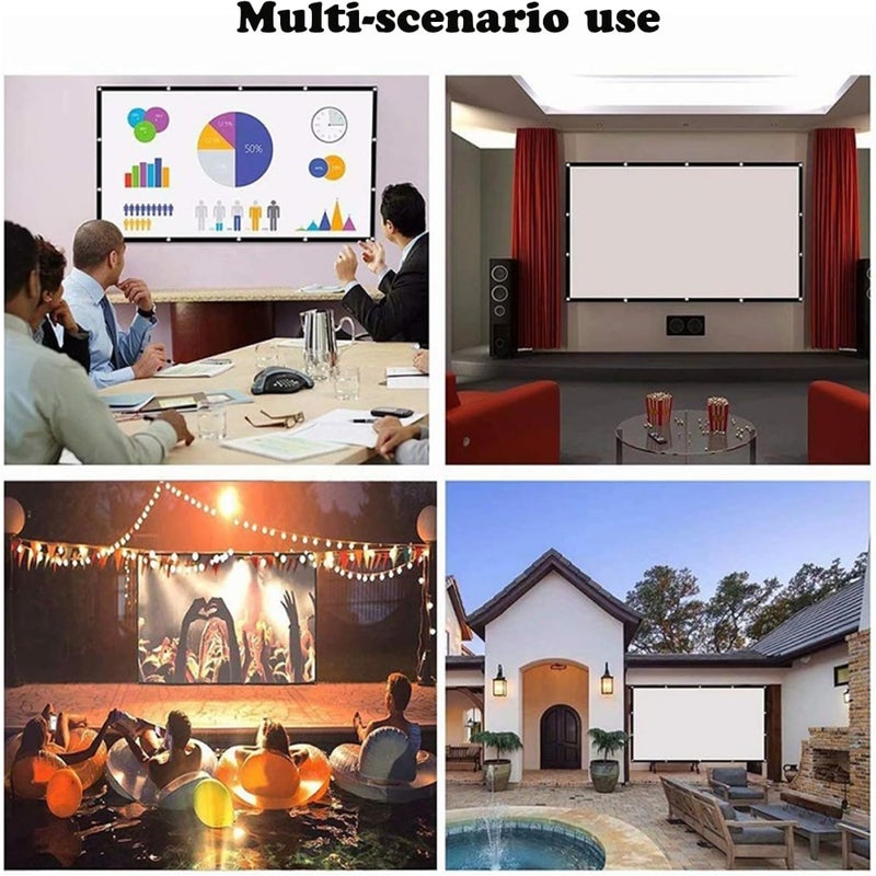 120 inch 4K 16:9 HD Projector Screen Portable Foldable and Anti-Crease, Movie Projector Screen Supports Double Sided Projectionfor Home Party Office Classroom - Image 4
